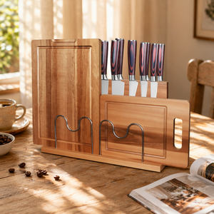 Combohome Étagère magnétique en bois pour planches à découper avec support 7 pièces et sac de rangement pour rouleaux - Product Image 2