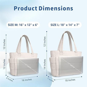 Borsa Tote Trapuntata Leggera da Donna, Borsa <span class=keywords><strong>a</strong></span> Spalla Imbottita per Lavoro, Viaggi e Palestra - Product Image 4