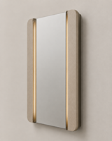 Miroir de salle de bain LED personnalisé pour hôtel avec éclairage double aile Greige Mineral Lightwell