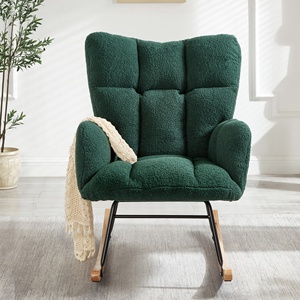 <span class=keywords><strong>Fauteuil</strong></span> à bascule de luxe vert bouclé, moderne, en tissu Teddy, confortable, à dossier haut, pour salon, villa, appartement, décoration - Product Image 2