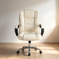 Chaise de bureau de direction en cuir noir rembourré, réglable en hauteur, avec support ergonomique pour le personnel et les cadres