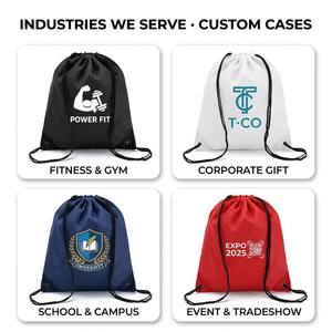 Mochila Ecológica Grande Personalizada con Cordón Negro, Tela de Poliéster para Correr al Aire Libre, Gimnasio, Entrenamiento, Bolsa con Cordón Unisex - Product Image 3