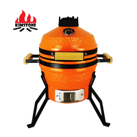 Barbecue Kamado en céramique de 13 pouces de la série KIMSTONE KimBer, avec poignées en bambou, pour la cuisson en plein air