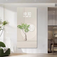 Peinture décorative personnalisable en porcelaine de cristal de luxe Art déco moderne avec horloge numérique électronique à LED suspendue