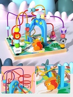 Cubo de Actividades Montessori de Madera, Laberinto de Cuentas, Clasificador de Formas, Cofre del Tesoro, Juguete Educativo para Bebés, Habilidades Motoras Finas
