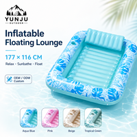 Flotador Inflable para Piscina YUNJU con Almohada, Estampado Tropical, Hamaca Acuática, Balsa para Tomar el Sol, OEM