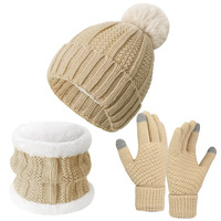 Gorro de Punto para Mujer, Gorro de Invierno con Letras, Gorro de Punto Cálido para Niñas, Conjunto de Gorro y Bufanda de Punto