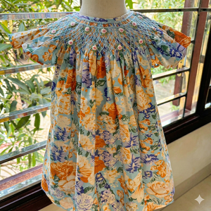 Vestido Vintage con Estampado Floral y Escote Redondo para Bebés Niñas - Ropa de Verano de Algodón Suave para Niños Pequeños al por Mayor de Vietnam - Product Image 2