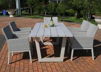 Ensemble de table et de chaises de jardin modernes en rotin et aluminium résistant aux intempéries avec garantie de 2 à 3 ans