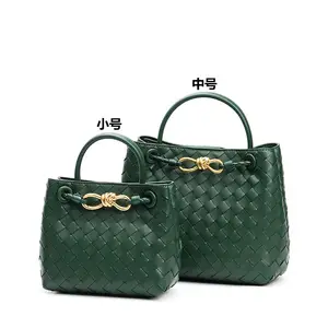 2023 Trend Tote Bag Versatile Fashion Pattern Genuine Leather Woven Bag Casual Single Shoulder Handbag for Women