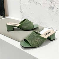 Sandales et pantoufles souples à talon mi-haut ouvertes à l'arrière pour femmes, collection Printemps-Été 2026, style coréen, vente en gros