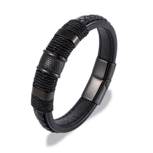 Silver Plated Clasp <b>Red</b> Blue Leather Thread <b>Bracelet</b> Casual Sporty Adjustable Men Fashion Jewelry Gift - Product Image 5