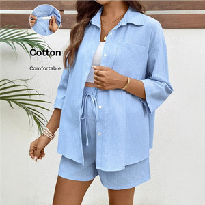 <span class=keywords><strong>Ensemble</strong></span> <span class=keywords><strong>de</strong></span> maternité : short et chemise unie, décontracté, ample, à manches mi-longues, pour femmes enceintes, <span class=keywords><strong>ensemble</strong></span> deux pièces - Product Image 2