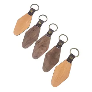 2025 DIY Top Fashion Eco-Friendly Diamond Shape Wood Keychain Personalized Accessories Custom Laser Logo Thermal Transfer