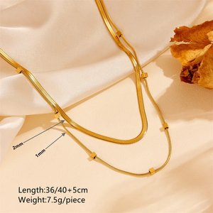 Vente en gros Collier en acier inoxydable de style vintage avec pendentifs et breloques Incrustation d'acier au titane plaqué or 18 carats Bijoux de mode - Product Image 5