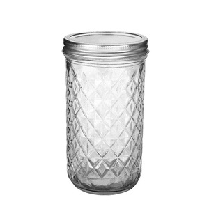 Kim cương-khuôn Mẫu 12-ounce thủy tinh trong suốt <span class=keywords><strong>Mason</strong></span> Jar hình dạng phẳng vít cap mứt Jar khối lượng 8oz 100ml 120ml 250ml 300ml 500ml - Product Image 5
