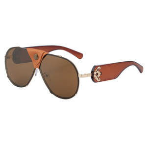 Lunettes de soleil de luxe DOISYER pour femmes, surdimensionnées, style steampunk, ovales, pilote, UV400, PC, vintage, punk, cuir, lunettes de conduite - Product Image 5