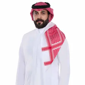 Atacado de Alta Qualidade Homens Árabes Vermelhos Yashmagh Shemagh Envoltório Muçulmano Headwear Shemagh Omanais Keffiyeh Palestina Lenço