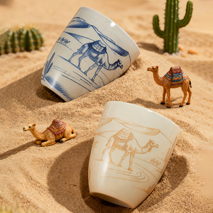 Tasses à café et à thé en porcelaine de style moyen-oriental 2025, <span class=keywords><strong>sous</strong></span> glaçure, couleur camel, cactus, sable, œuvre d'art en céramique, <span class=keywords><strong>tasse</strong></span> à expresso - Product Image 2