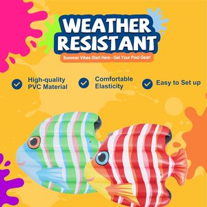 Flotador Inflable Gigante de PVC con Forma de Pez Tropical, Balsa de Natación Colorida a Rayas para Adultos 59x47x10, Divertido y Relajante - Product Image 6