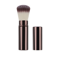 Set kuas rias wajah profesional, 7 buah dengan kuas Foundation bubuk ujung ganda, Kit kelas Salon pegangan logam rambut sintetis