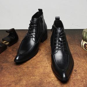 New Model Men's Italian Business Casual Leather <b>Shoes</b> <b>Soft</b> <b>Soles</b> High Quality Sheepskin Uppers Height Increasing for Autumn - Product Image 1