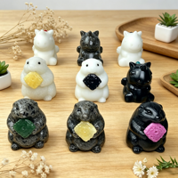 Figurines d'animaux en pierre naturelle sculptée (Marmotte et Licorne) pour la décoration de bureau et les cadeaux de festival – Vente en gros