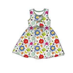Abito estivo per <span class=keywords><strong>bambina</strong></span>, carino, con scollo a O, lunghezza al ginocchio, casual, con stampa floreale, tasca laterale, maniche corte - Product Image 5