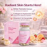 Tabletas Masticables de Colágeno de Tomate Blanco OKTW, Suplemento para Aclarar la Piel, Hidratación y Elasticidad, Tabletas Blanqueadoras de 7 Días
