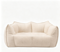 Canapé-lit paresseux tendance en tissu peluche Teddy style crème, avec éponge hautement élastique amovible et lavable, pour salon et balcon