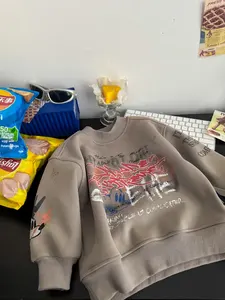 <span class=keywords><strong>Felpa</strong></span> in Pile Tinta Unita con Graffiti per Bambini, Inverno 2025, Pullover Monopezzo Ispessito, Elegante, Casual, Caldo e di Tendenza - Product Image 6