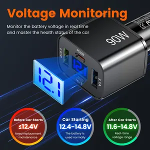 90W Car Charger Quick Charge <b>Plug</b> Lighter <b>Adapter</b> 4 Port USB-C Fast Charging Phone Charger use for iPhone Xiaomi Samsung - Product Image 2