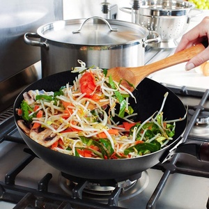 <span class=keywords><strong>Wok</strong></span> <span class=keywords><strong>Chino</strong></span> <span class=keywords><strong>Grande</strong></span> de Acero al Carbono Negro sin Recubrimiento con Mango de Madera para Saltear - Product Image 5