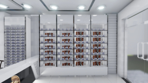 Custom Pharmacy Store Design Wall Mounted Medicine Display Shelves Island Counter Retail Pharmacy Fixtures - Product Image 2