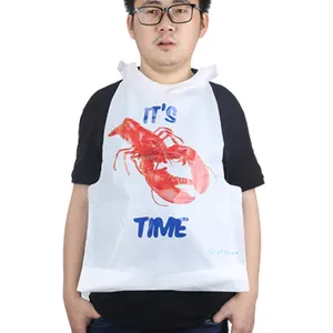 Hot Selling Custom Print Cheap Price Lobster Disposable Funny Adults Bibs Plastic Restaurant Seafood Aprons With Logo
