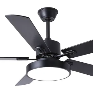 Modern Simple decorative Electrical 6 wind speed metal 4 Blades Silent DC Motor ceiling fan with light remote control