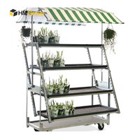 HM personnalisé à roulettes jardin pot de plante affichage pépinière multi-étagères chariots à plantes en métal pour déplacer de gros pots de plantes lourds