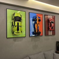 Set Foto Display Mobil Kompatibilitas Tinggi 2026, Panel Belakang Blok Bangunan Dinding Gantung Mekanik Hitam Abstrak Modern