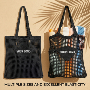 Bolso Tote de Ganchillo Estilo Diseñador con Logotipo Personalizado y Bolso de Hombro de Lujo Tejido Calado con Etiqueta Lateral para Boutique - Product Image 3