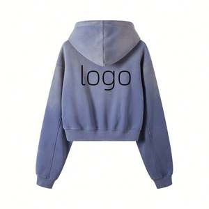 Streetwear personnalisé vêtements bouffante impression épaisse polaire Sport pull surdimensionné Vintage bleu hommes sweats à capuche hommes coton Streetwear - Product Image 2