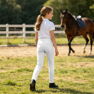 Pantalones de equitación para niña, diseño nuevo 2026, pantalones de montar a caballo para edades de 5 a 16 años, leggings infantiles antideslizantes de silicona completa con botones - Product Image 3