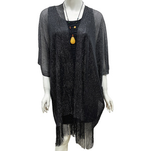 Pareo de seda dorado y plateado con mangas, para vacaciones, protección solar, chal grande de moda para mujer - Product Image 5