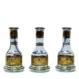 Base de Cachimba de Lujo Transparente y Dorada con Relieve - Product Image 3
