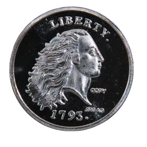 Moneda de EE. UU., Plata 999 pura, 1 GB, 1793One, moneda redonda