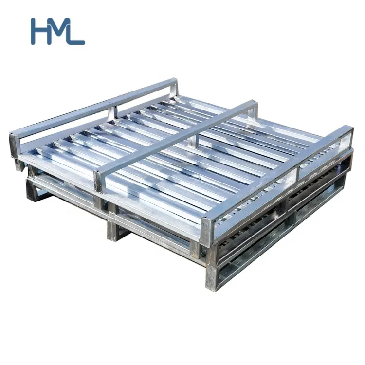 Palette de rangement personnalisée à 2 voies pour entrepôt, en acier soudeur galvanisé, élément d'empilage métallique, diamètre européen