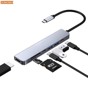 Jumon İşlevli Dock 4K USB kart okuyucu USB 3.0 USB C Ethernet yerleştirme <span class=keywords><strong>Thunderbolt</strong></span> Dock <span class=keywords><strong>Hub</strong></span> 7 In <span class=keywords><strong>1</strong></span> USB tip C - Product Image 1