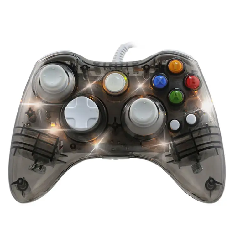Luce trasparente cablata Game Pad Controller per Xbox 360 vendita calda Manette