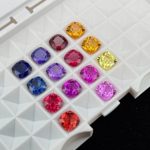 Gemas de Alta Calidad 10x10mm <span class=keywords><strong>6</strong></span> Quilates Zafiro Azul Real Creado en Laboratorio Talla Esmeralda Talla Cojín Zafiro Azul Sintético Precio por Quilate - Product Image 2