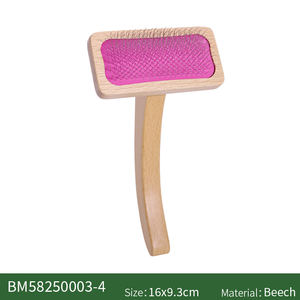 犬と猫のくし ペットスリッカーブラシ 木製ハンドル付き エレガントなグルーミングコーム 抜け毛、もつれ、汚れの除去に <span class=keywords><strong>US</strong></span> - Product Image 1