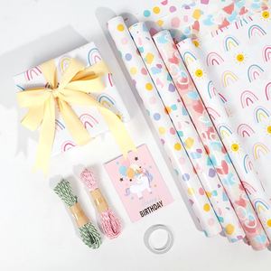 Rollo de papel artístico de cumpleaños de silicona recubierta desechable de 80g al por mayor 43*300cm rollo de embalaje de regalo personalizado de lujo - Product Image 3